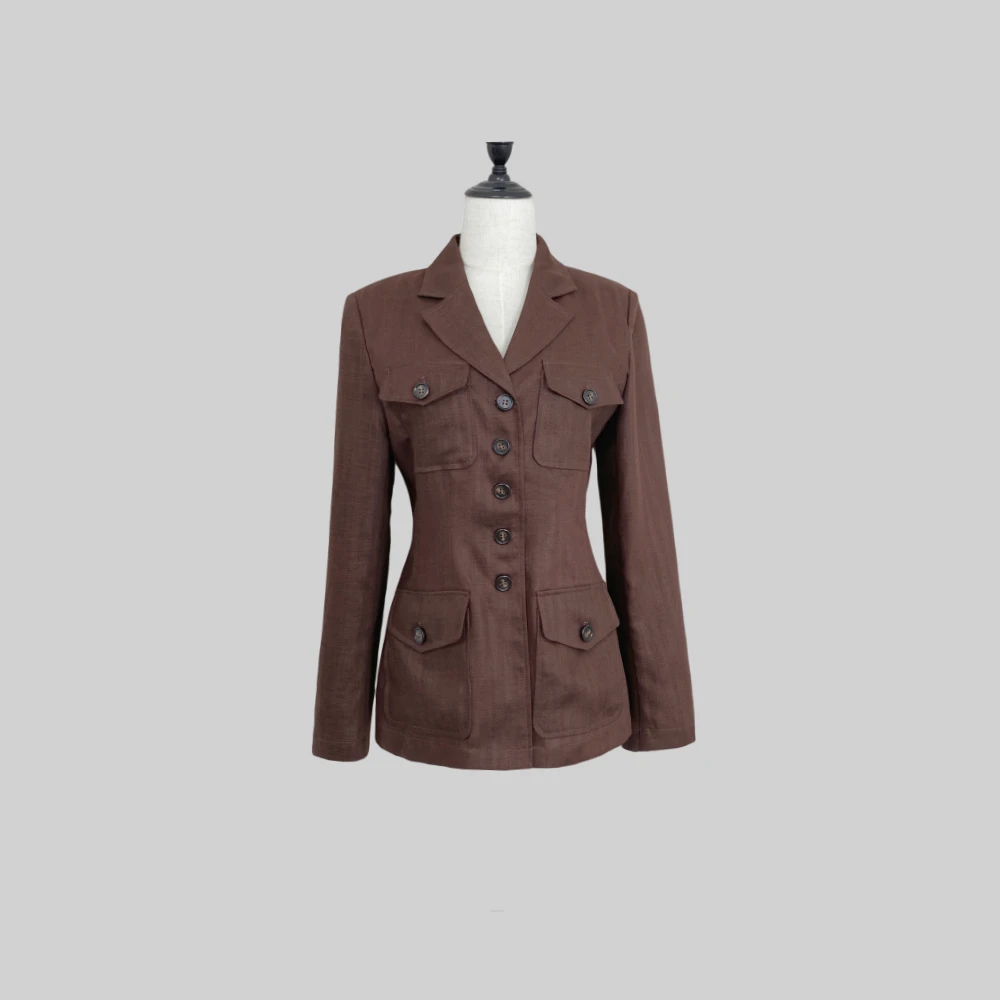 TrumAcme~老钱风猎装复古哑光西装套装＋裤子两件套女2025夏季新款