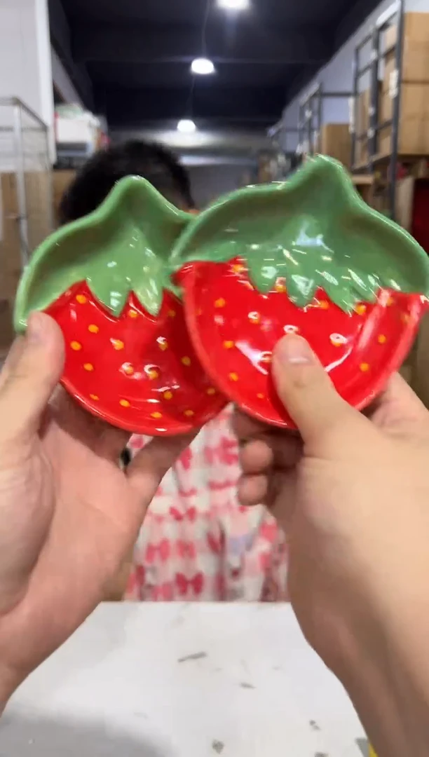 瓷片小号草莓碟子2件套