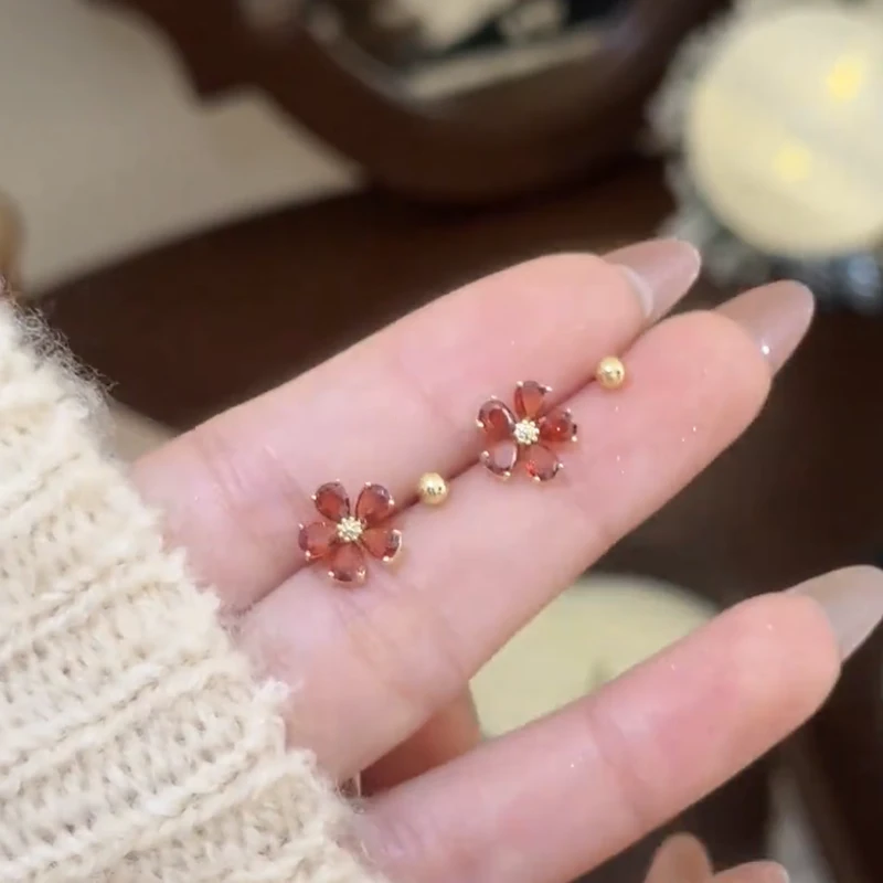 合金耳饰 轻奢小众四件套小花耳钉女精致百搭耳环气质高级感耳饰