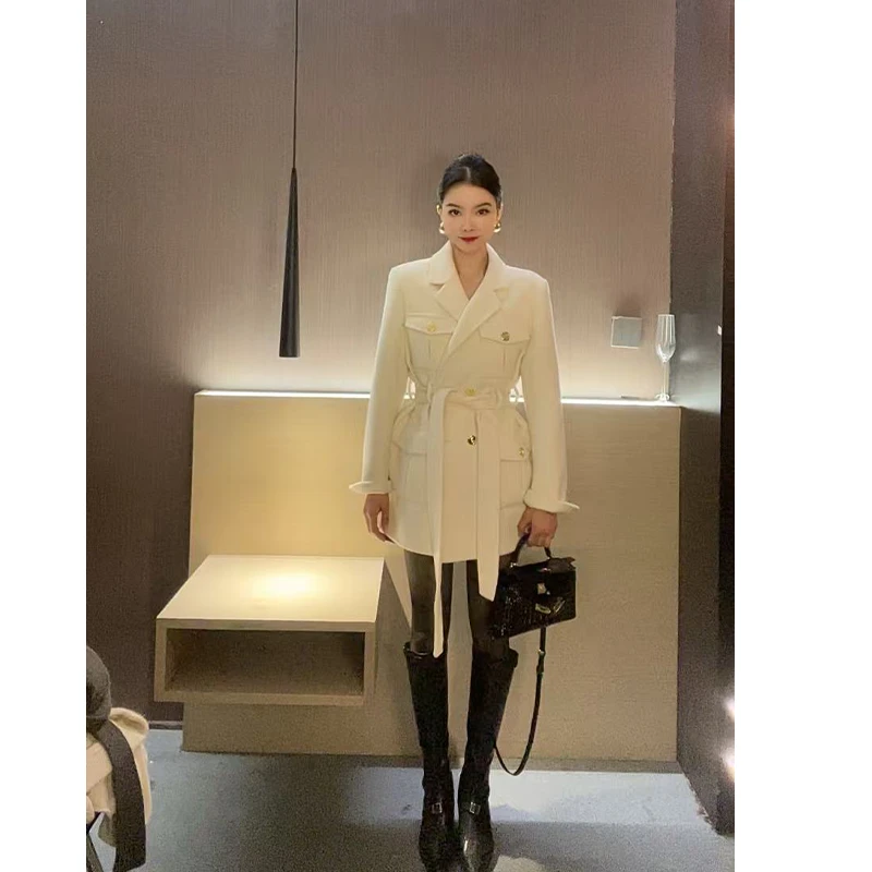 （特价不配胸针）百搭翻领口袋双面呢外套WT30281