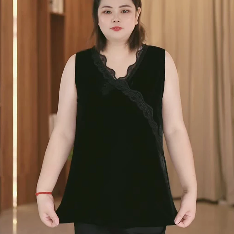 【韩服路】时尚百搭女士加大码胖mm大码内搭蕾丝显瘦宽松女背心打底