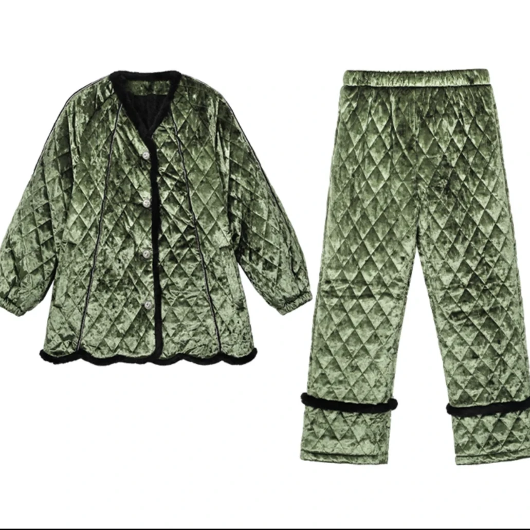 AW原创设计师系列魔幻森林钻石绗棉睡衣可外传家居服套装