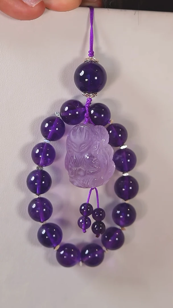 未镶嵌珠宝半成品水晶F235 紫水晶 狐狐 挂件