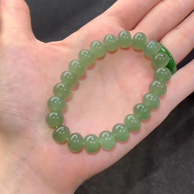 天然和田玉湖水蓝手串H80算盘珠青海料多样性发其一