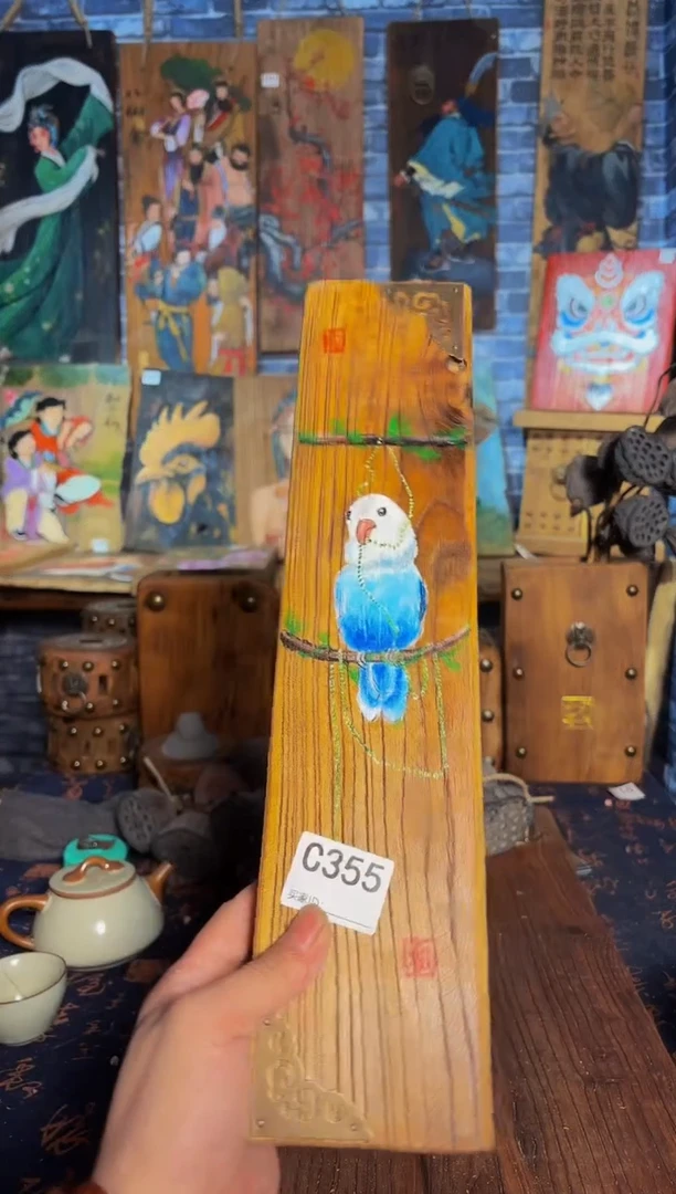 风化老门板丙烯画