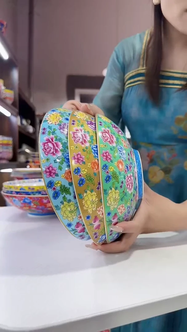 瓷片8.5英寸元宝盘3个景德镇混色