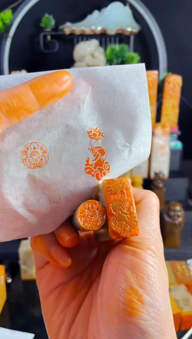【闪购商品】巴林石印石手工篆刻《佛手花+莲花佛》