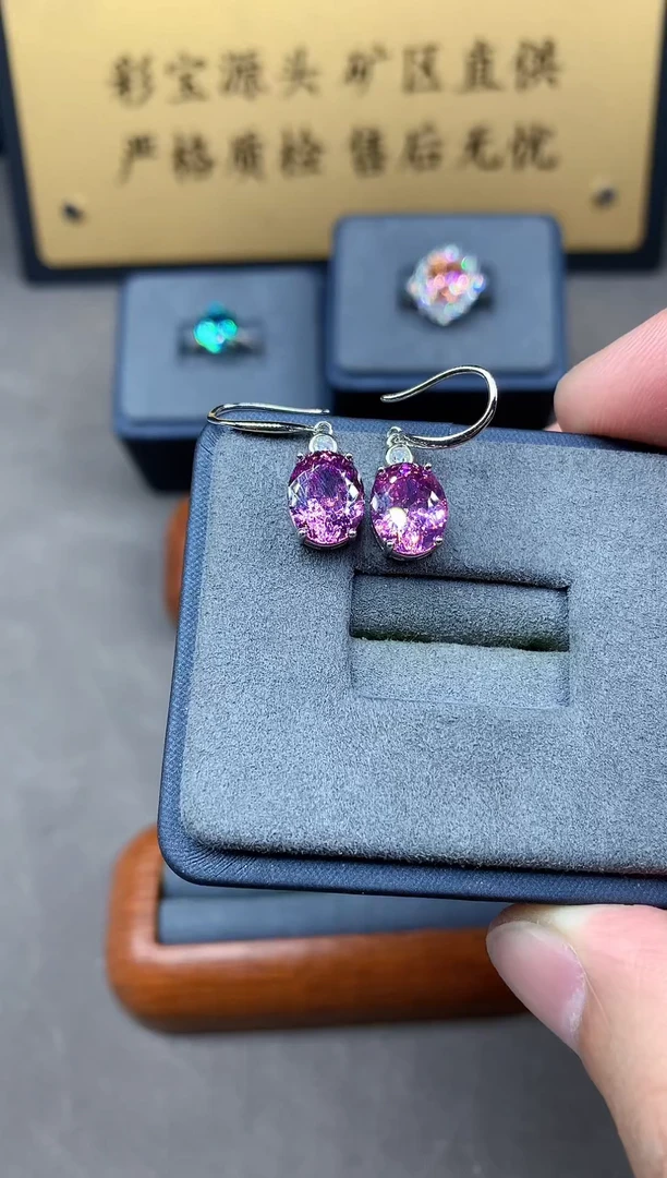 银S925镶嵌耳饰碧玺2222