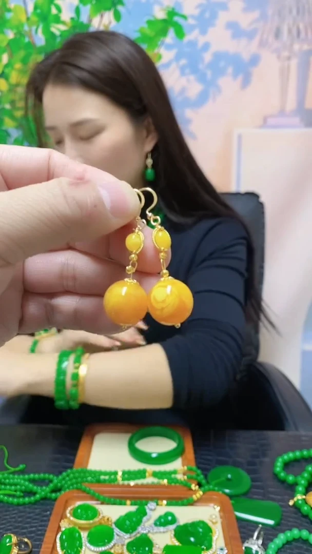 【闪购商品】蜜蜡耳饰14K金镶嵌蜜蜡耳垢