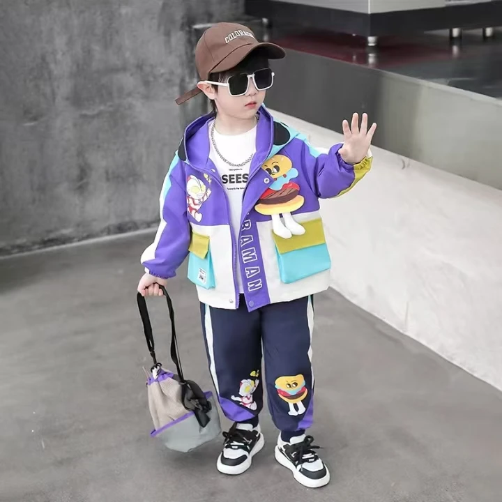 立体汉堡玩偶，拼色连帽套装222