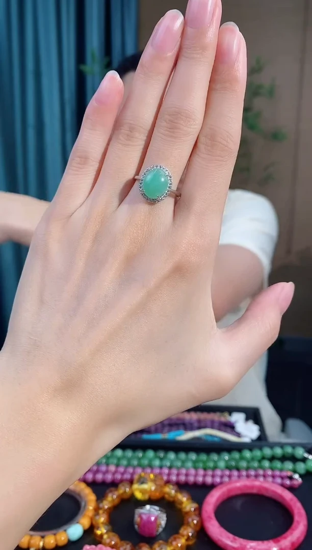 银S925镶嵌戒指翡翠266
