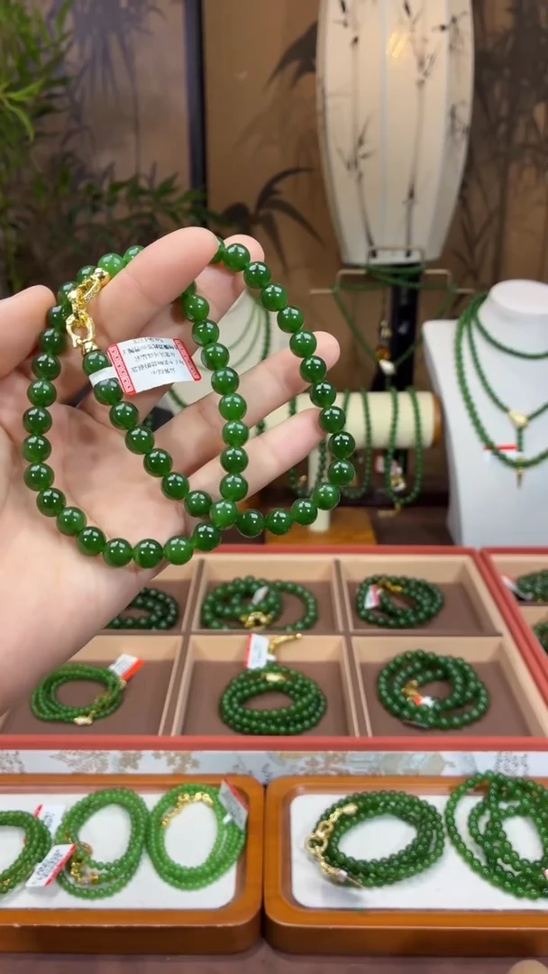 颈饰未镶嵌和田玉（碧玉）8菠菜微矿锁骨链