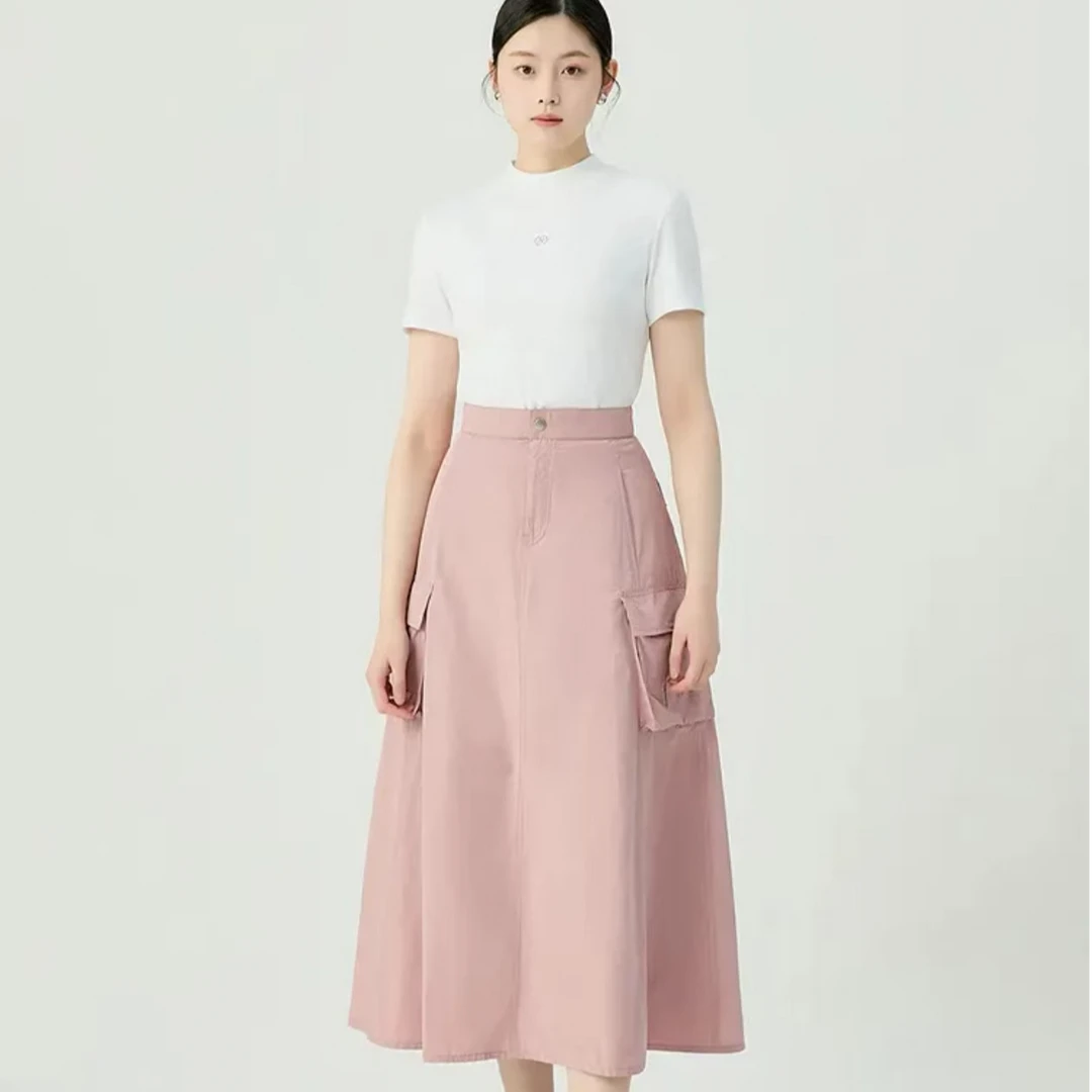 GIRDEAR/哥弟经典百搭松驰有型大口袋高腰工装半身长裙120002