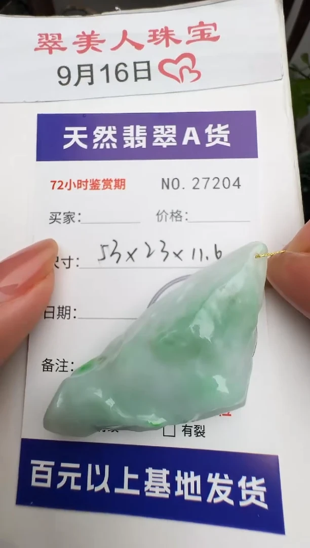 颈饰未镶嵌翡翠原石27204
