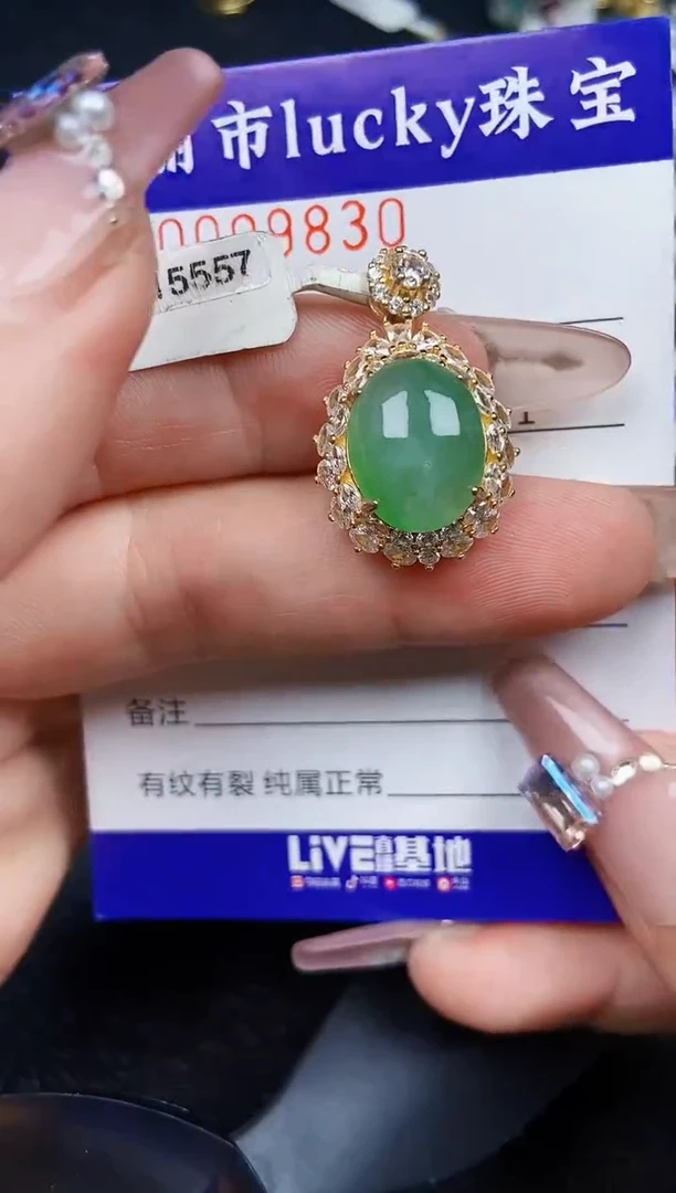 翡翠银S925镶嵌颈饰9830