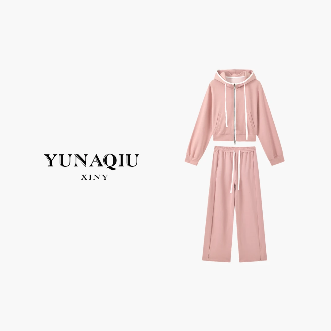 YUNAQIU运动时尚休闲春季连帽卫衣套装-9193