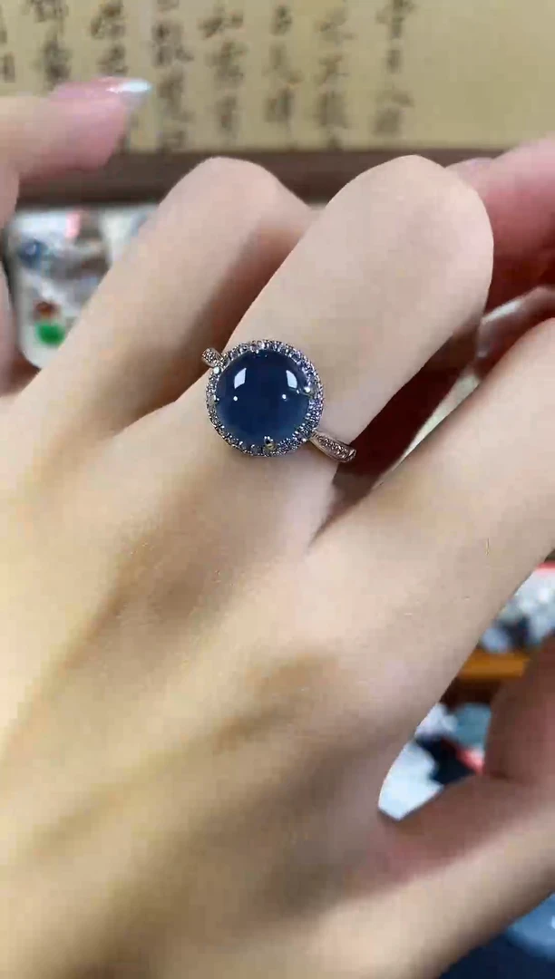 银S925镶嵌戒指翡翠 天然A货翡翠43