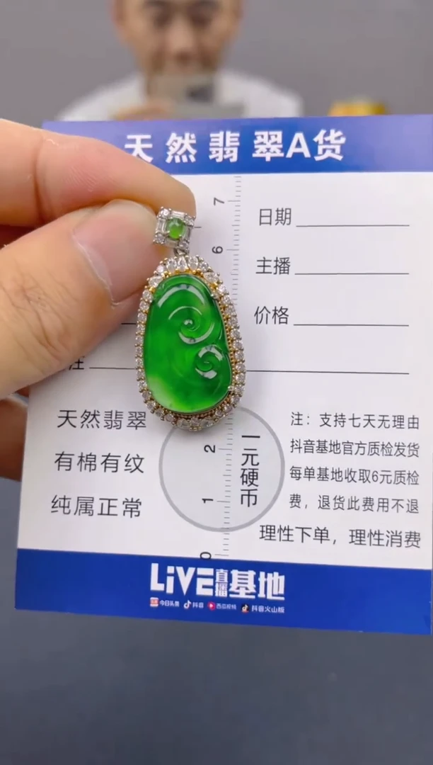 翡翠银S925镶嵌颈饰天然A货翡翠