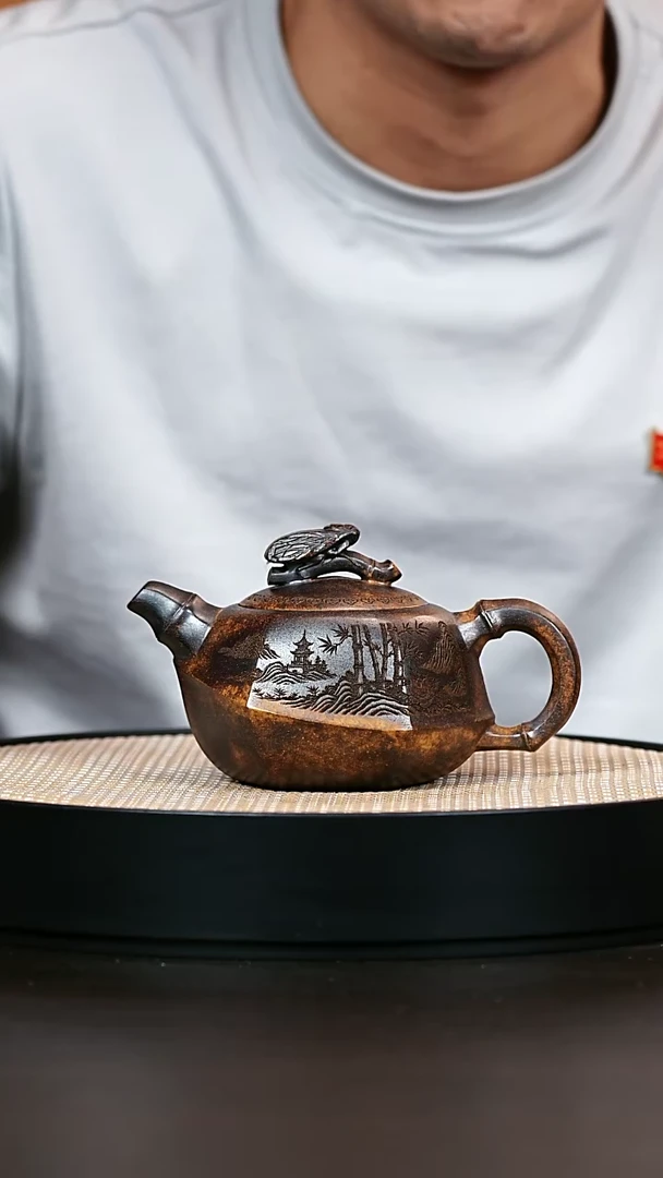 茶壶紫砂柴烧知足常乐 300cc