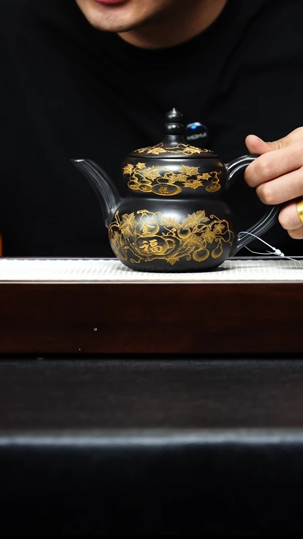 茶壶紫砂宜兴紫砂 葫芦 石黄 高艳h385