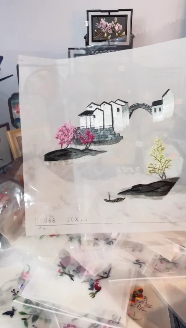 织绣纯手工苏绣双面绣绣布204