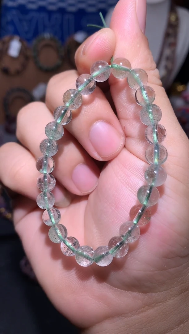 未镶嵌珠宝半成品水晶绿幽灵圆珠手串