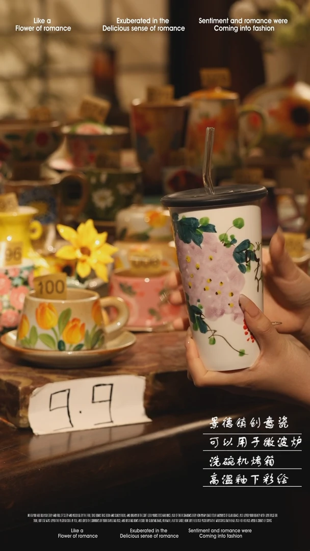 陶瓷景德镇高温手绘釉下彩设计师款式