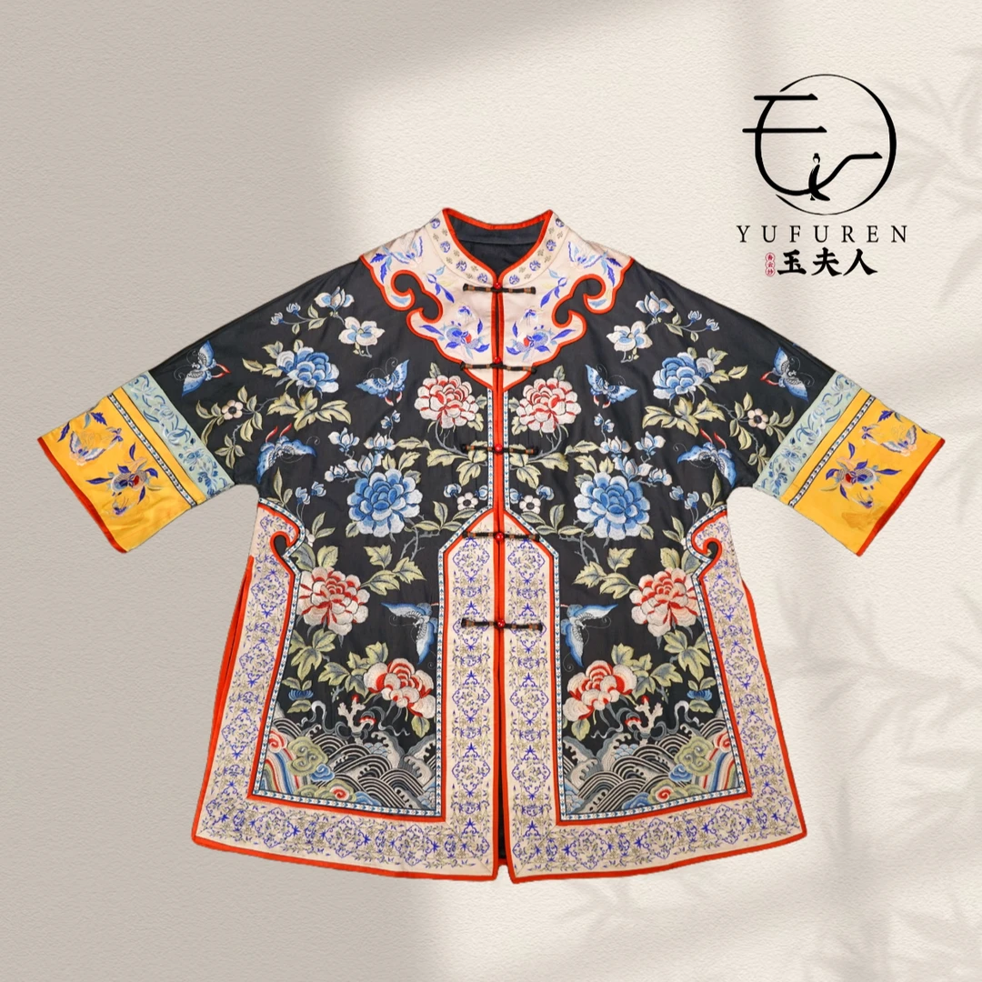 【玉夫人】2025春季新款满袖太太服绣蝶恋花中式复古手工满绣花上衣