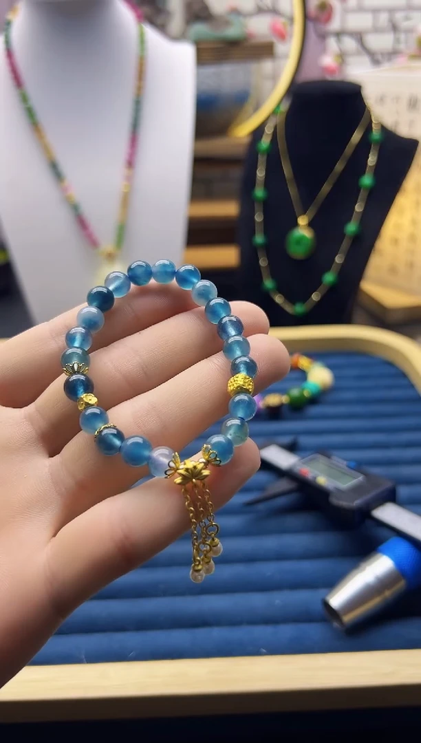 【闪购商品】翡翠手链14K金镶嵌S476