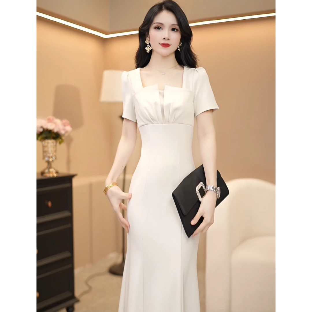 （涂）夏季轻奢小众名媛法式收腰赫本风显瘦气质修身连衣裙2655-1