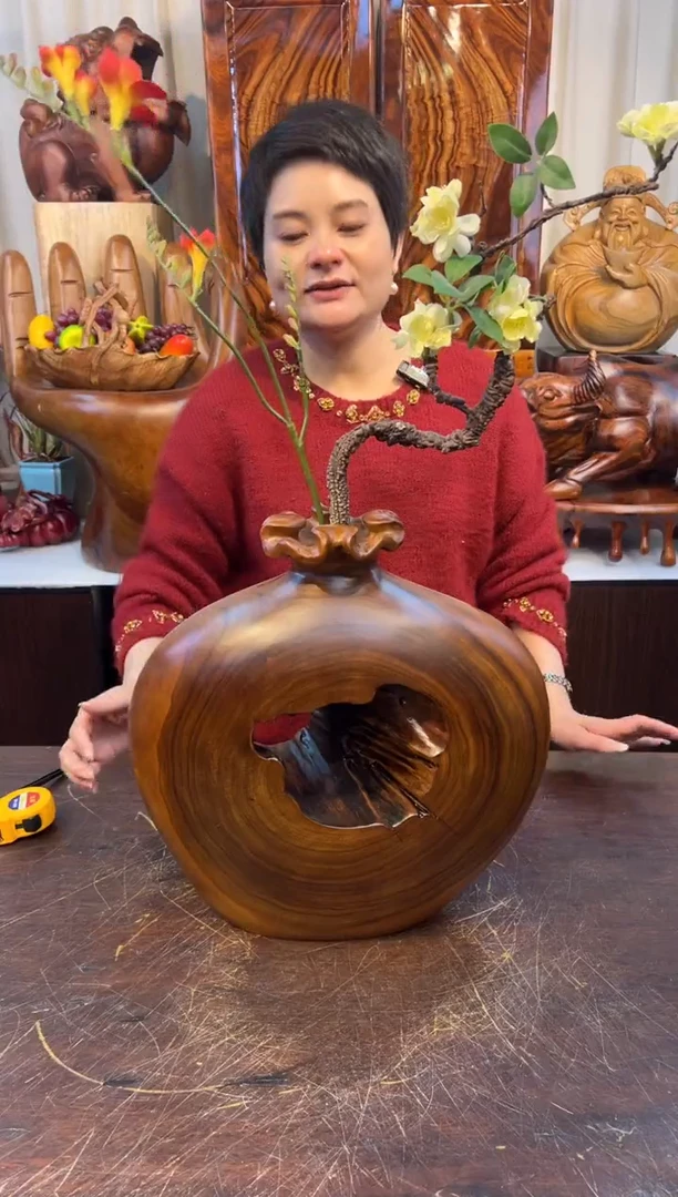 【闪购商品】香樟木实木创意花器