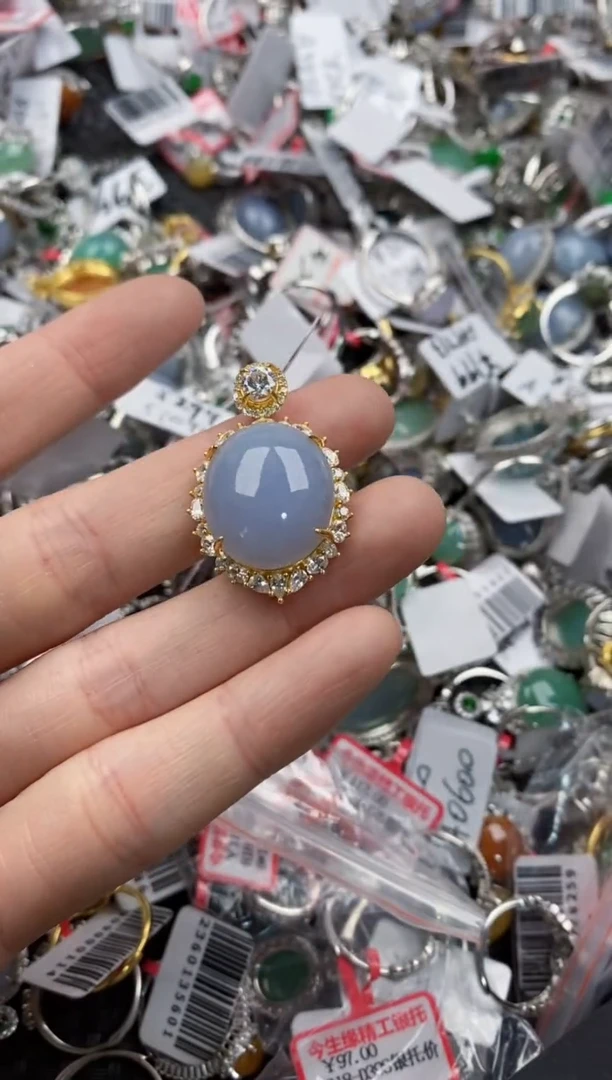 银S925镶嵌戒指翡翠222   3