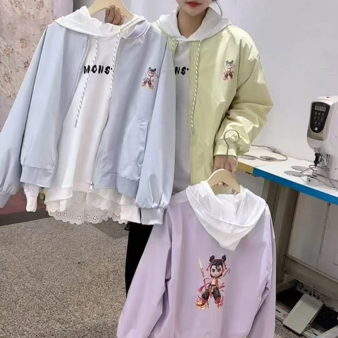 2217女童春装新款外套儿童洋气时髦春秋款哪吒上衣女孩网红棒球服