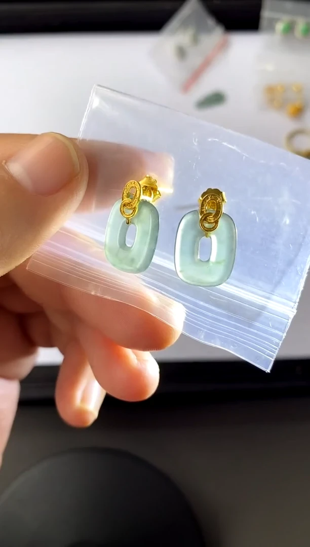 【闪购商品】翡翠耳饰银S925镀金镶嵌买断价