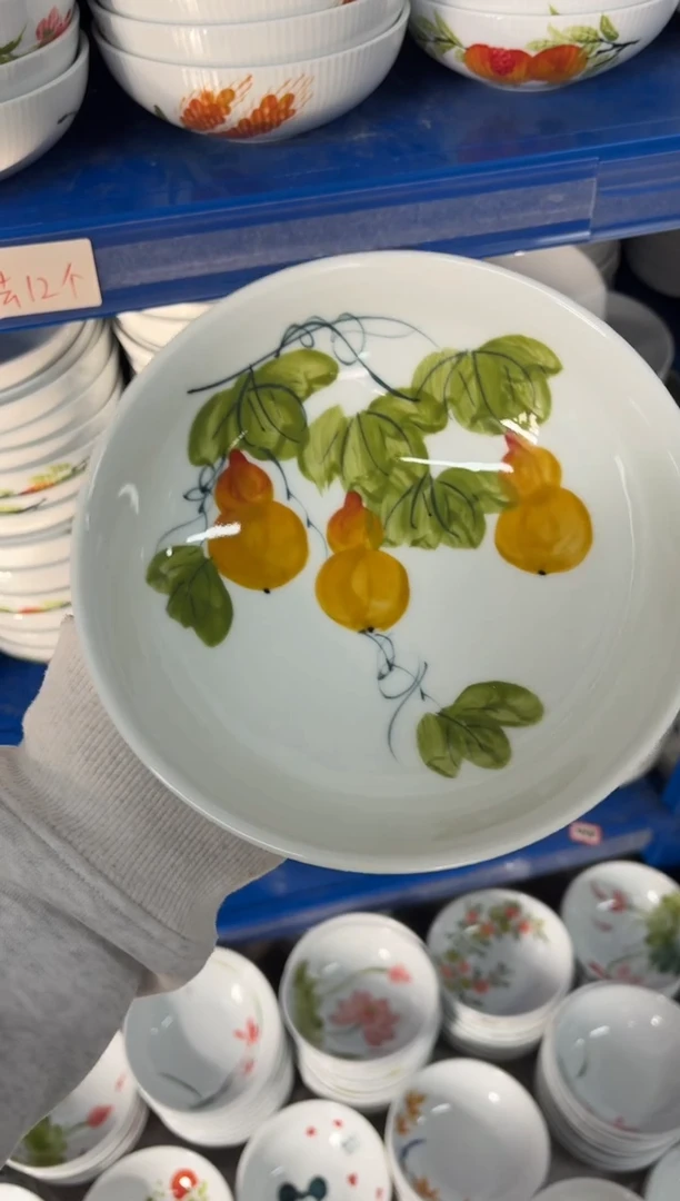 瓷片景德镇高温陶瓷食品级手绘釉中彩-大胖碗