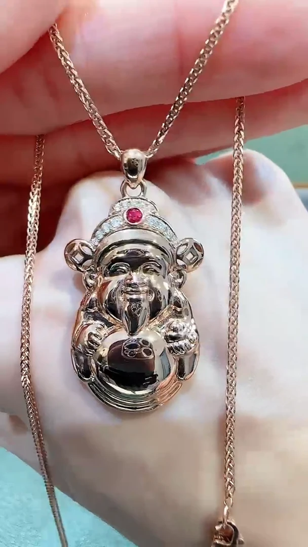 【闪购商品】天然钻石吊坠(不含链)18K金镶嵌18K金钻石财神吊坠