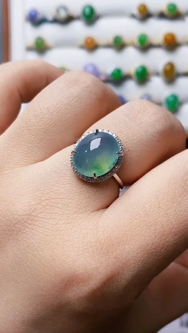 银S925镶嵌戒指翡翠0068