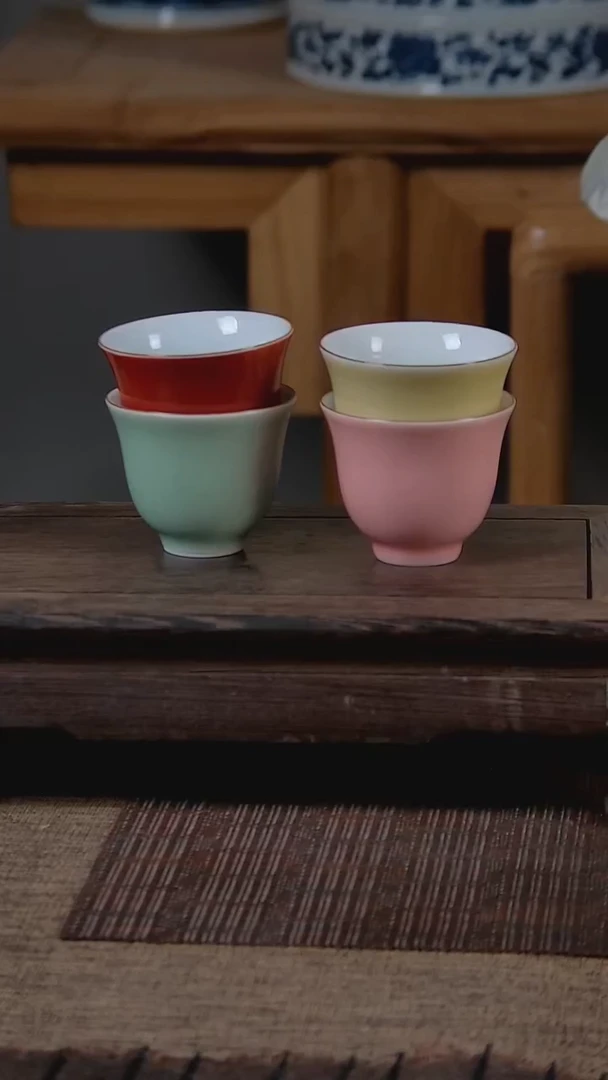 杯折葵非器手工手绘颜色釉套组