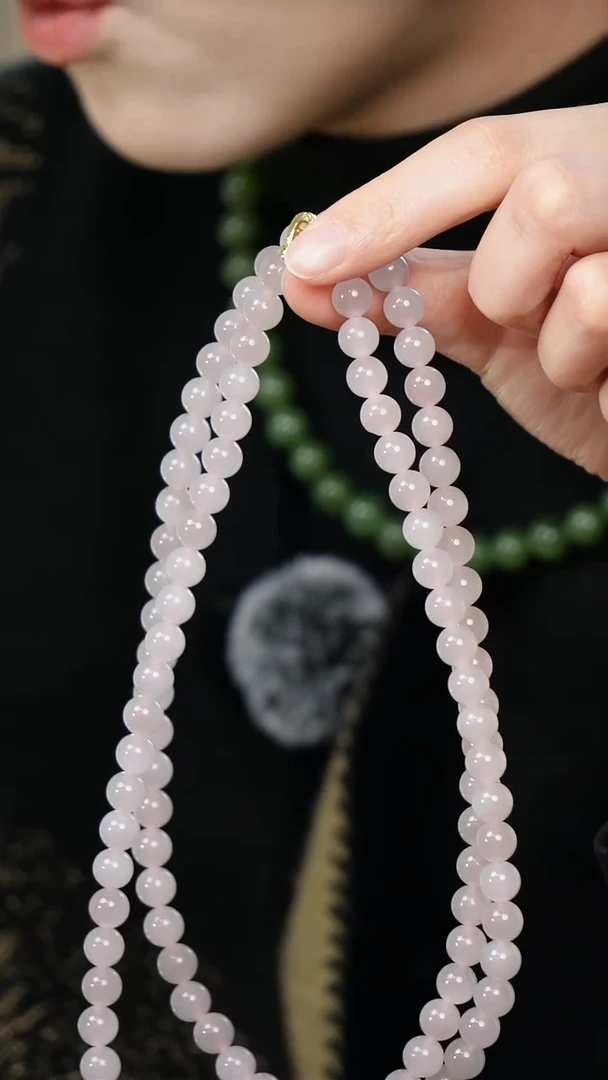 毛衣链未镶嵌和田玉藕粉毛衣链