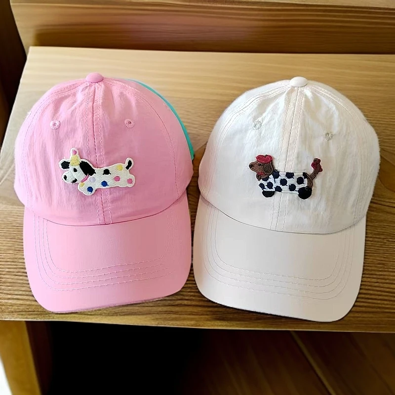 新款韩系男童速干帽卡通女童小狗棒球帽女软顶儿童学生遮阳鸭舌帽