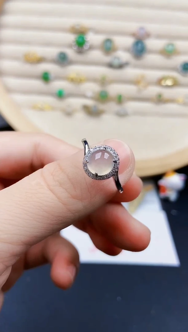 翡翠戒指银S925镶嵌21