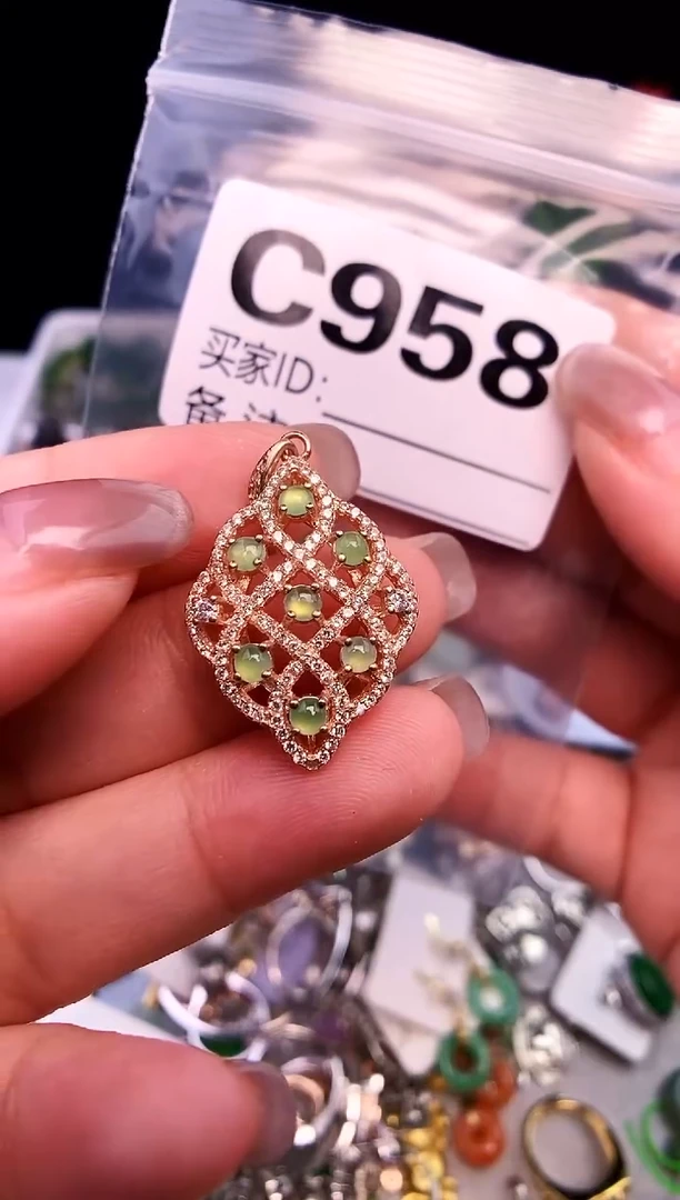 吊坠(不含链)银S925镶嵌翡翠1