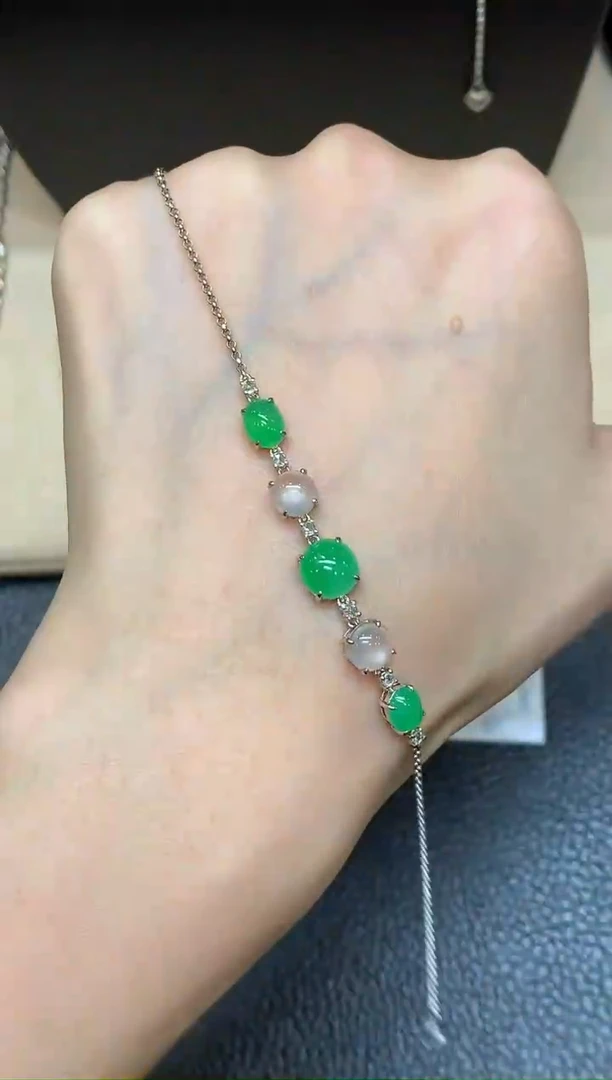 18K金镶嵌手链翡翠蛋面【无服务费