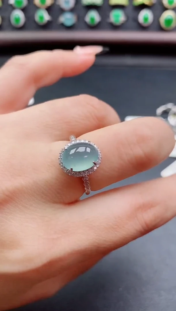 银S925镶嵌戒指翡翠1