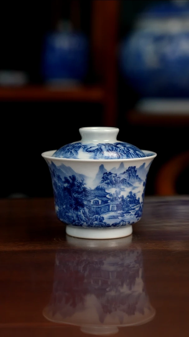 景琳藏北派山水风雨归村图