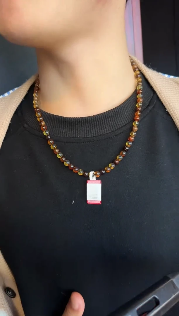 琥珀颈饰未镶嵌#29缅甸琥珀多宝妈妈链6mm