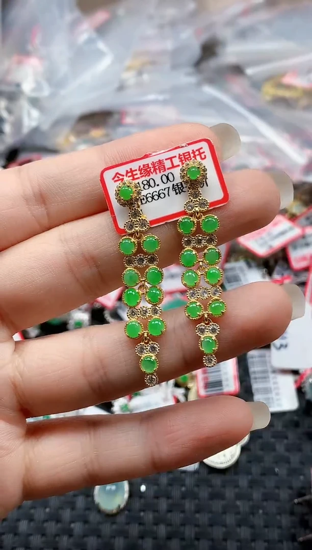 银S925镶嵌戒指翡翠天然A货缅甸翡翠
