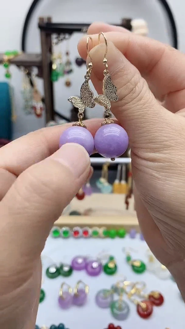 14K金镶嵌耳饰玛瑙/玉髓154