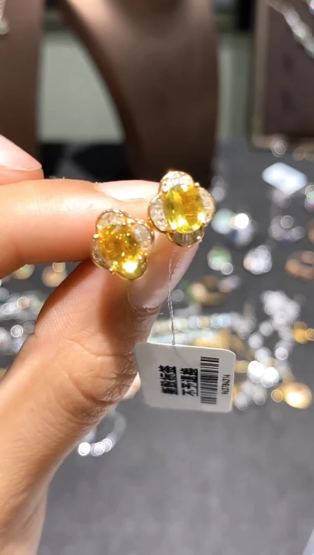 耳饰蓝宝石银S925镶嵌耳钉