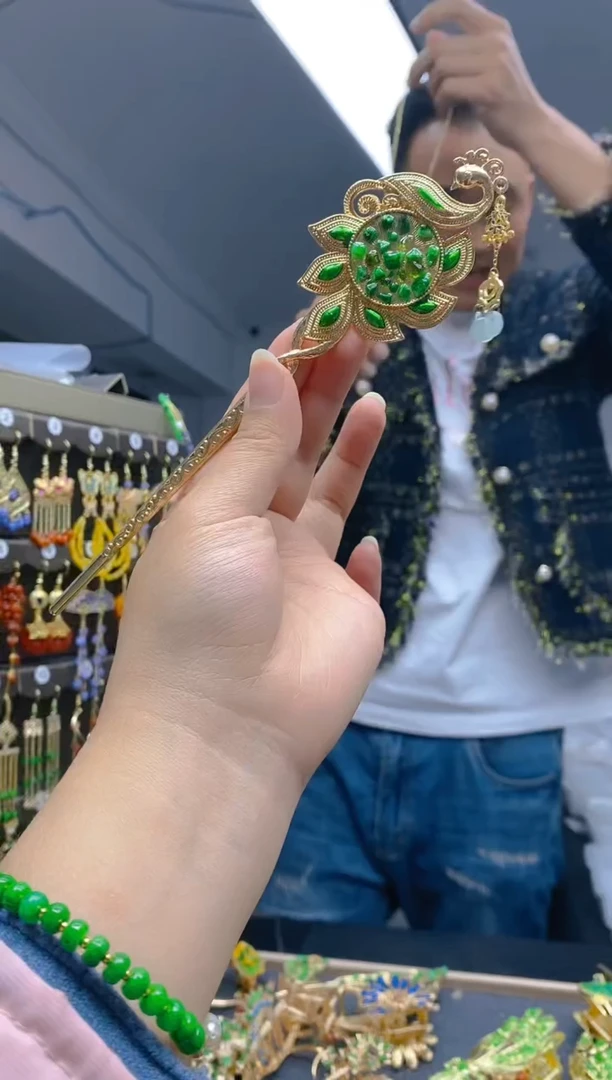 【闪购商品】翡翠耳饰合金083翡翠发簪